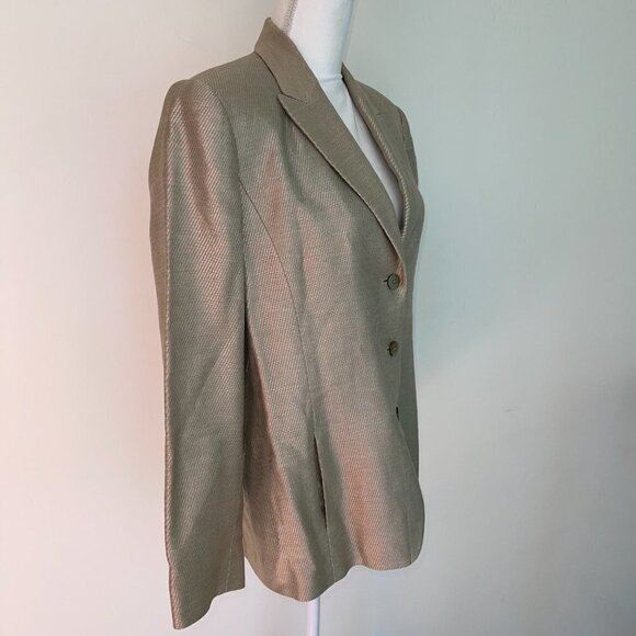 Linda Allard Ellen Tracy Blazer Size 12 Womens Vintage Gold Linen Viscose Cotton - Picture 8 of 15